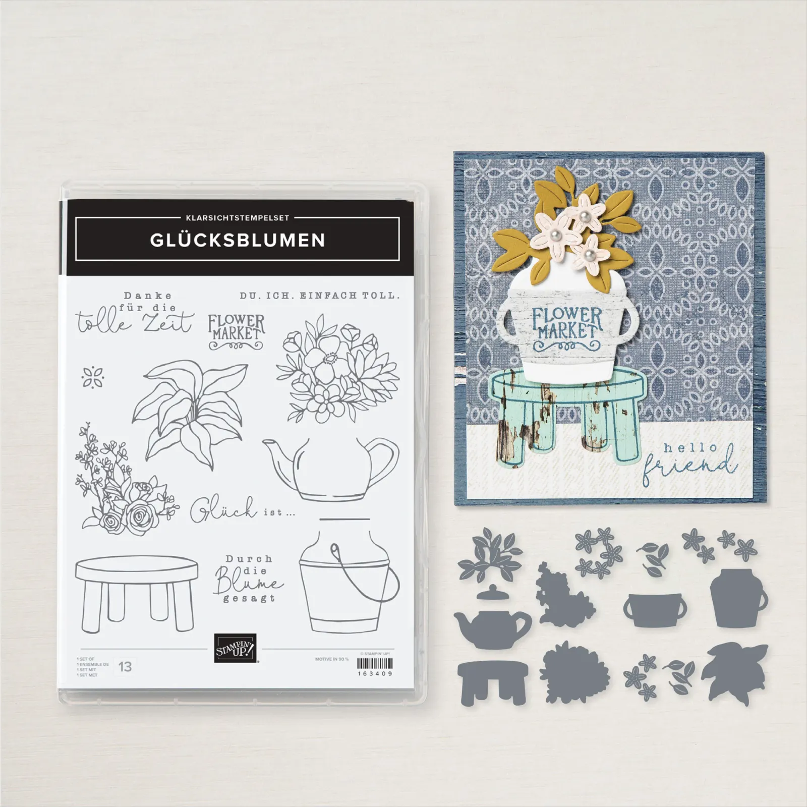 163413 Stempelset Glücksblumen + Stanzformen Stampin Up